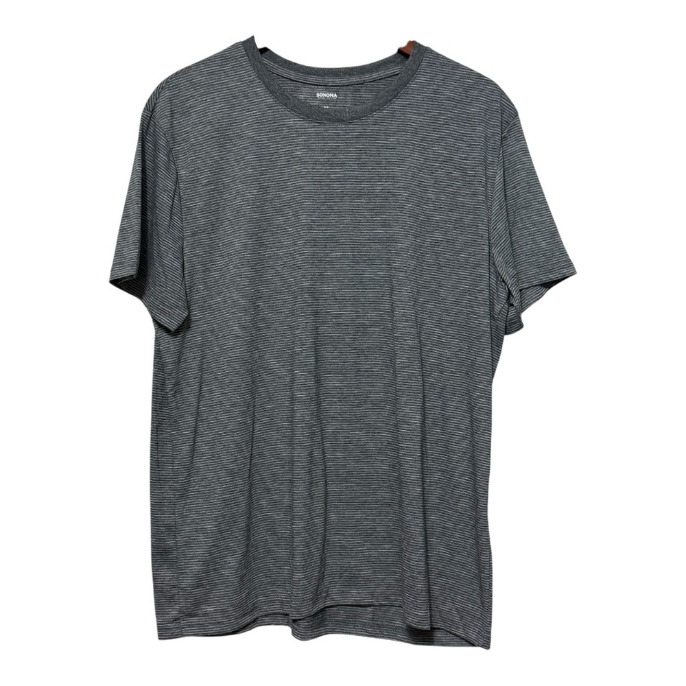 Sonoma Gray Stripe Short Sleeve Tee T-Shirt Men’s XL Crew Neck Casual Staple
